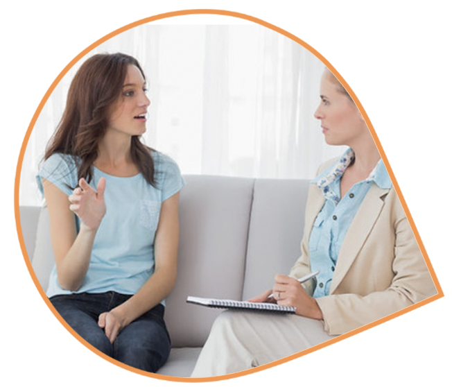 A lady talking to an expert psychologist at The Health Collective
