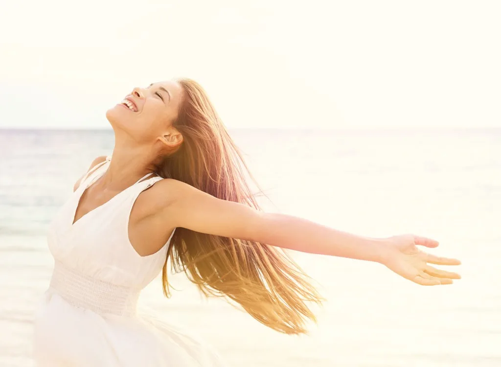 Image of a person feeling relaxed, calm, and stress-free, with a peaceful expression and comfortable posture