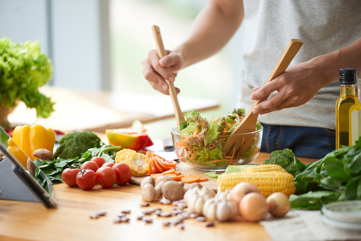 Variety of fresh fruits and vegetables for weight loss